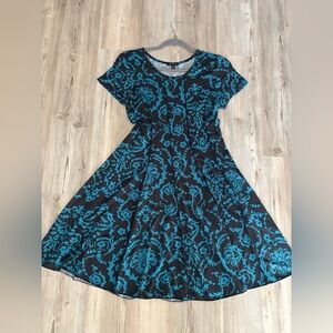 Sami & Jo Black and Teal Floral Midi Dress Small Petite